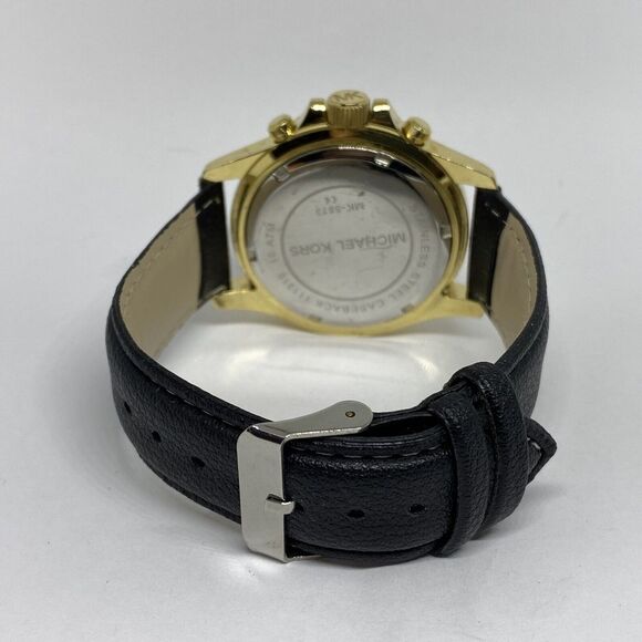 Michael Kors MK5873 Women's Black Leather Analog Dial Quartz Wrist Watch EY660 - Picture 10 of 12